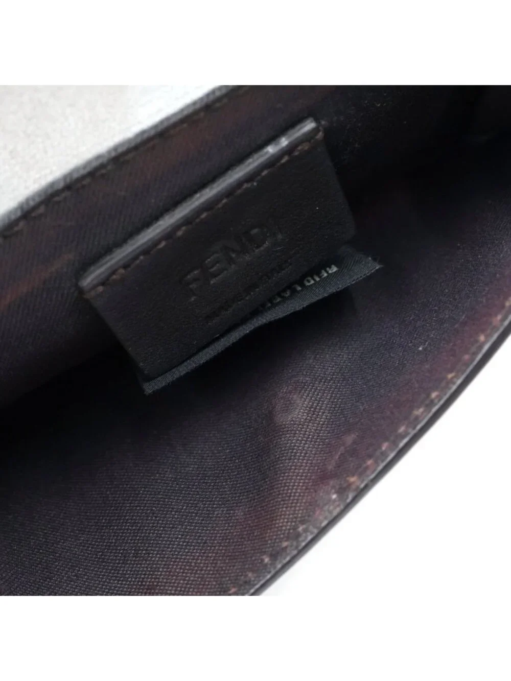 Fendi Logo Embossed Coin Leather Card Case Silver